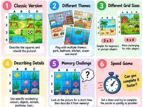 Grid Puzzle – ESL Speaking & Vocabulary Game