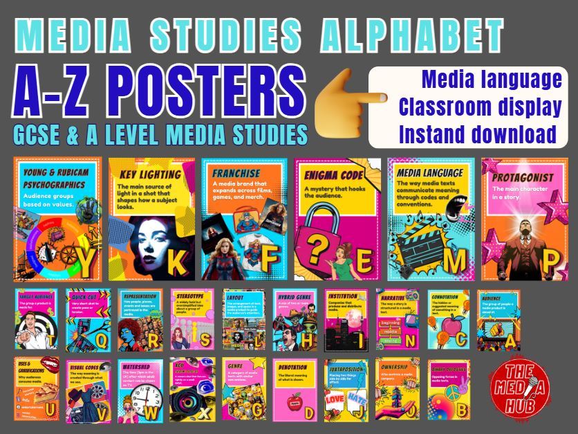 GCSE Media Studies | A-Z Media Terminology | 26 Posters | Classroom Display | KS4 | Revision