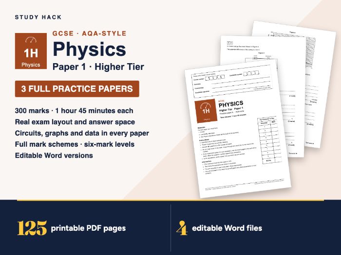 GCSE Physics Paper 1 Higher: 3 Full Practice Papers with Mark Schemes (AQA-style)