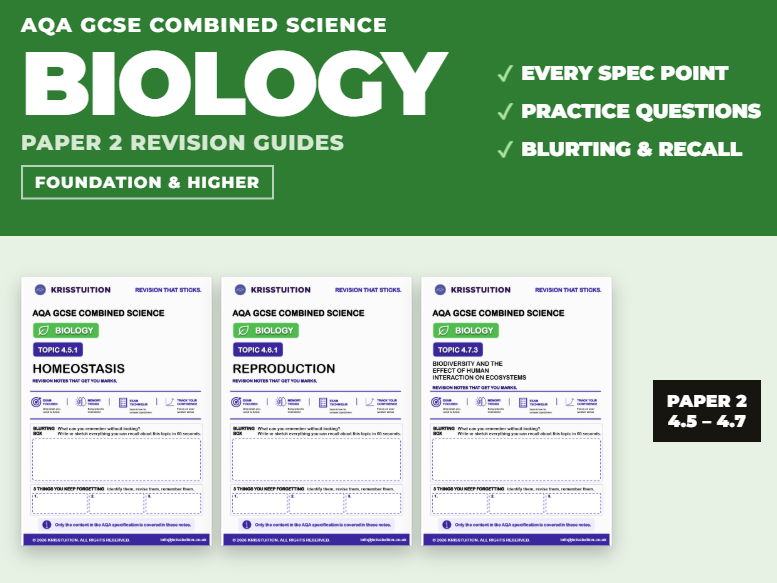 AQA GCSE Combined Science Biology Paper 2 Revision Guides