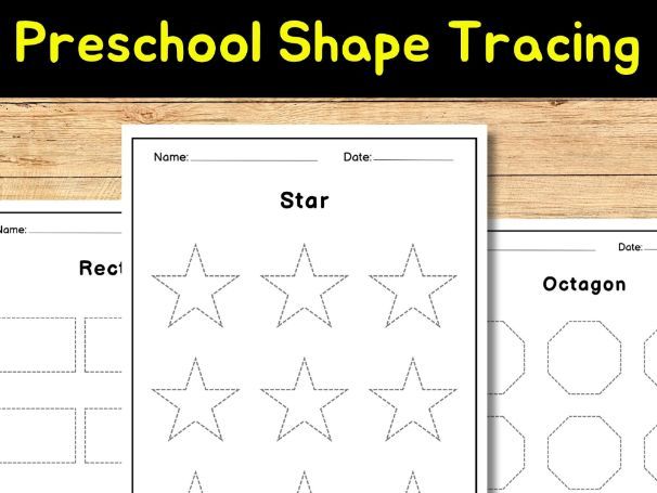 Preschool Shape Tracing - Printable Worksheets