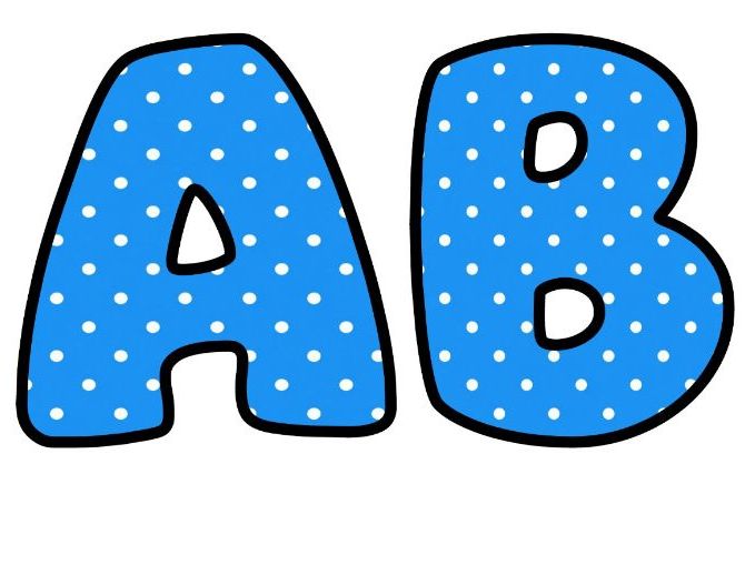 Sky Polkadot Bubble Letters | Polka Dot Bulletin Board Letters | Printable Alphabet A-Z and 0-9