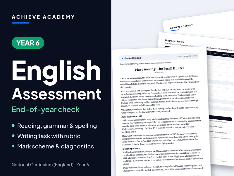Year 6 English Assessment – Reading, GPS, Spelling & Writing with Mark Scheme
