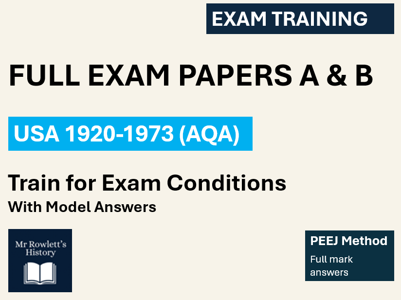 AQA GCSE History USA 1920–73: Practice Papers A & B Bundle | Full Exam Practice (Q1–6) | PEEJ Method