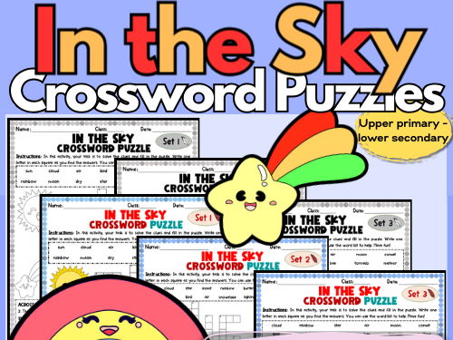 In the Sky Crosswords: Differentiated with 3 Levels, Word Bank, Colour/B&W