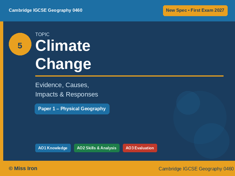Cambridge IGCSE Geography 0460 | Climate Change | PPT & Workbook | New Spec 2027