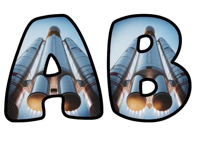 Nasa Rocket Space X Classroom Display | Lettering Set | Upper & Lowercase, 0-9 and Signs