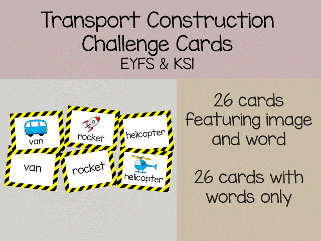 Transport Construction Challenge Cards - EYFS & KS1