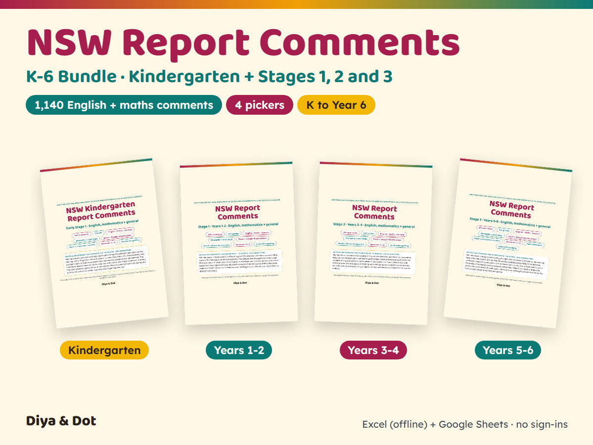 NSW Report Comments K-6 Bundle