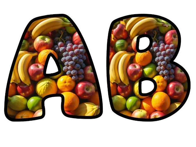 Fruit Veggies 5 A Day Classroom Display | Lettering Set | Upper & Lowercase, 0-9 and Signs