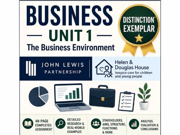 Business Unit 1: The Business Environment – Distinction* Exemplar Coursework