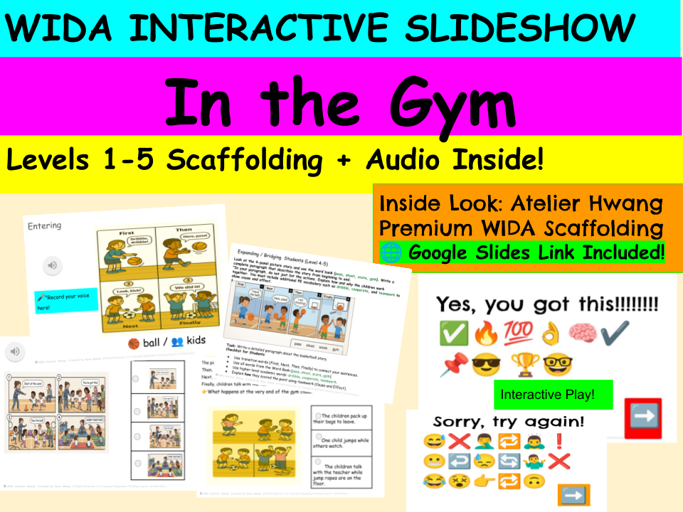 WIDA Grades 2-3 Interactive ELD Unit: In the Gym (Levels 1-5 Scaffolding)