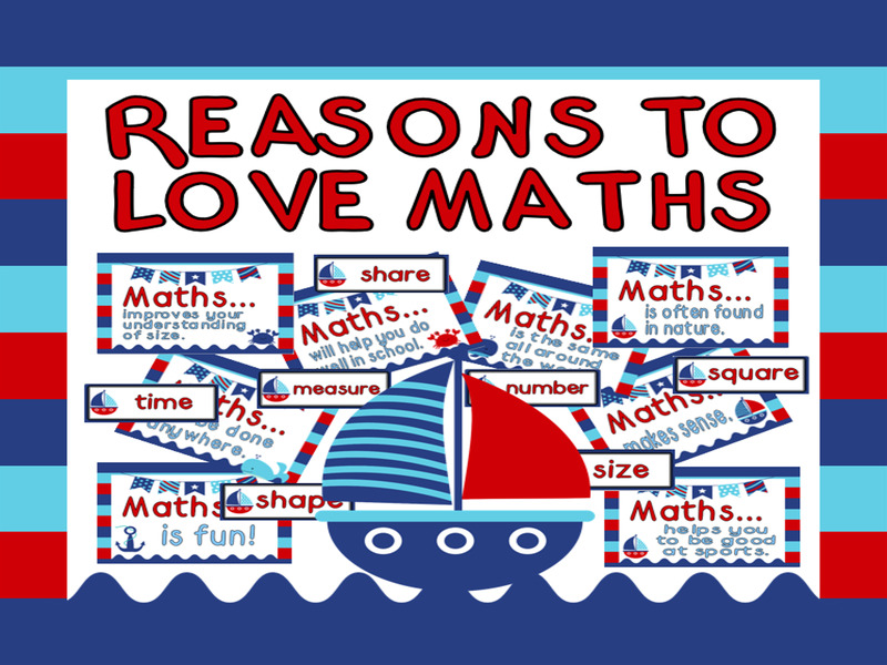 REASONS TO LOVE MATHS display - nautical theme