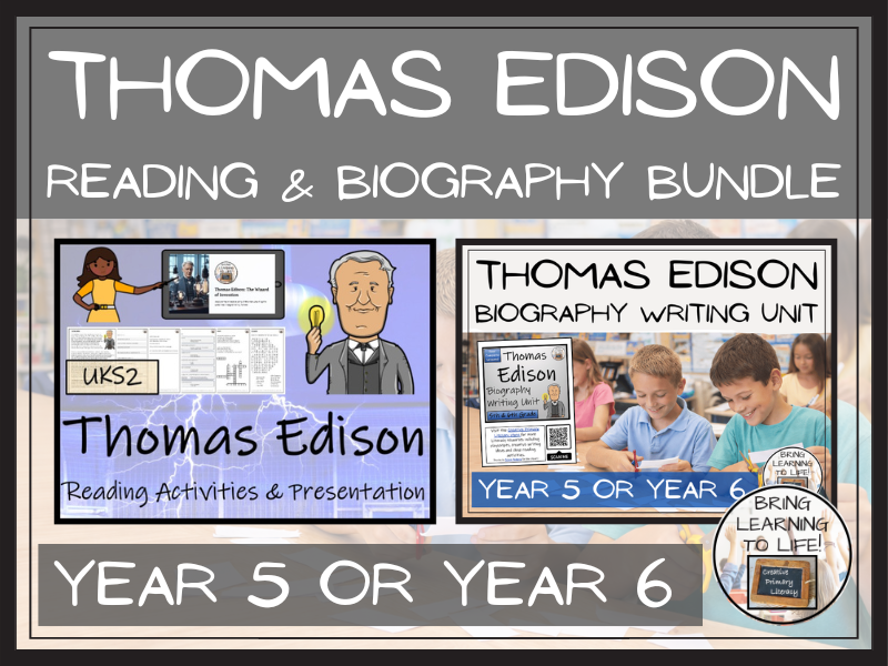 Thomas Edison Reading Comprehension & Biography Bundle | UKS2