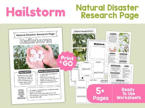 Hailstorm Research Project | Natural Disaster Science Worksheets