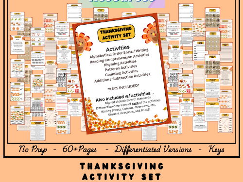 Differentiated Thanksgiving Activity BUNDLE - Reading, Writing, Math, and more!
