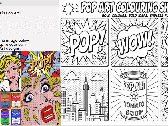 Design cover colouring sheet Pop Art