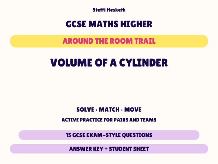 GCSE Higher Maths Volume of a Cylinder | Around the Room Trail