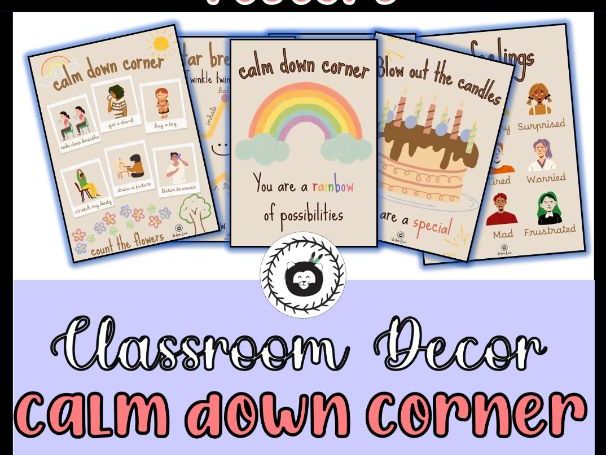 Calm Down Corner Printables kit: posters and strategies Classroom management