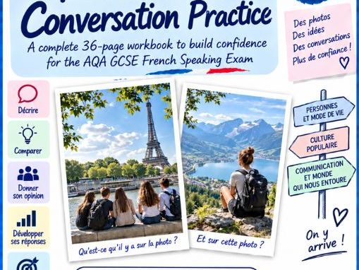 AQA GCSE French Photo Card & Conversation Practice Booklet | New Specification 8652