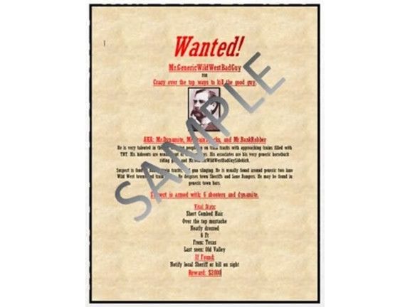 Wanted Poster Lesson Activity for Teaching Microsoft Word Skills