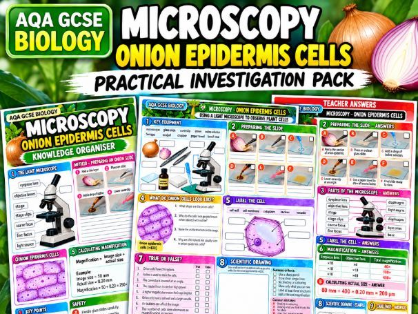 AQA GCSE Biology Microscopy Required Practical | Onion Cells | Knowledge Organiser & Work Mat
