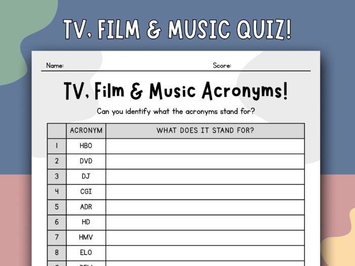 TV, Film and Music Acronym Quiz!