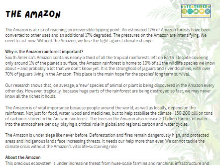The Amazon Rainforest Comprehension Questions (with answers)
