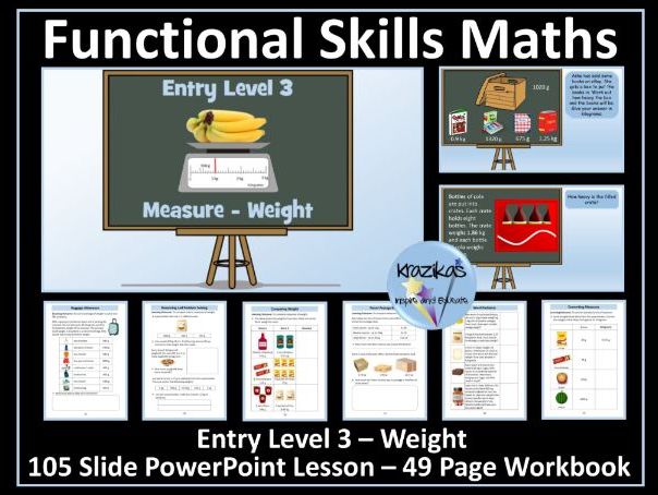Weight - Functional Skills Maths - Entry Level 3 - PowerPoint Lesson and Workbook