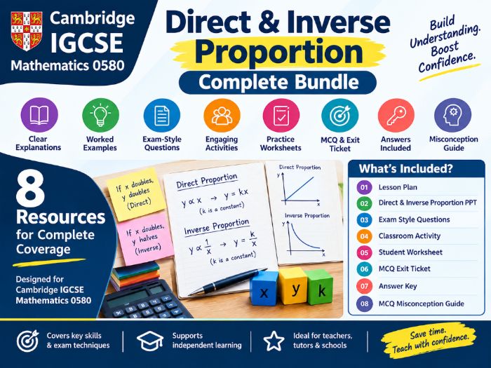Direct & Inverse Proportion Bundle | IGCSE 0580 & GCSE Maths | PPT, Worksheets & Exam Qs