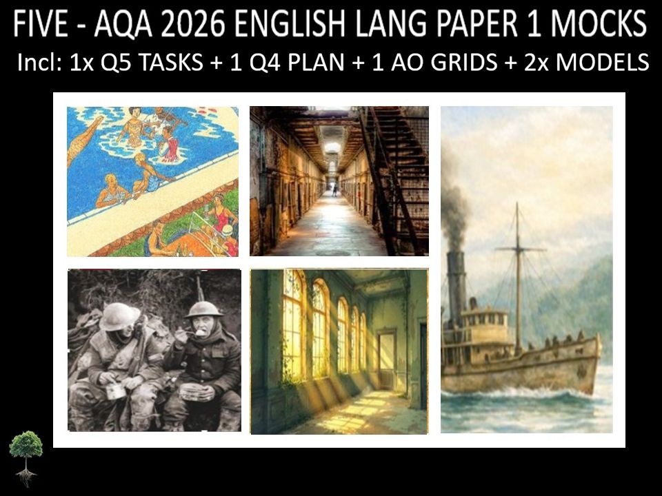 FIVE - AQA PAPER 1 | 2026 FULL MOCKS | Q5 TASKS | Q4 PLAN |AO GRIDS | MODELS