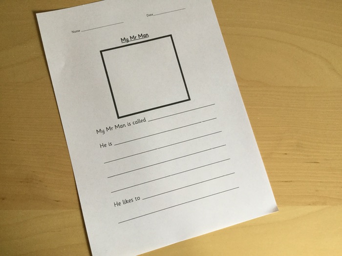 Mr Man story writing frame