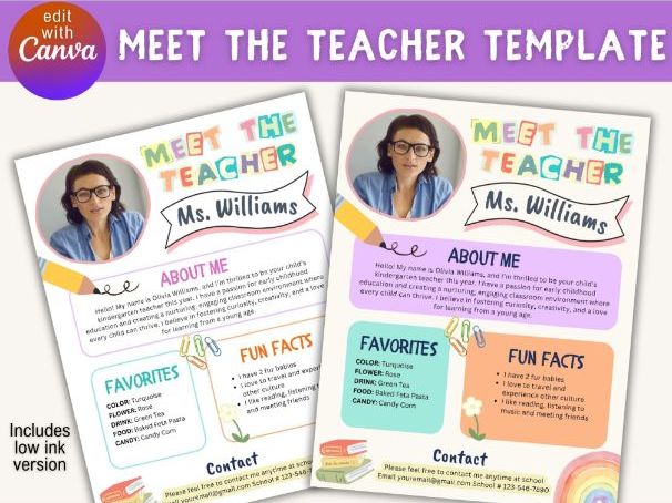 Meet the Teacher Editable Template - Back to School Teacher Introduction for the Classroom