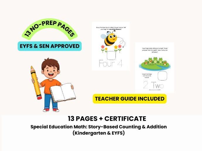 Special Education Math: Story-Based Counting & Addition (Kindergarten)