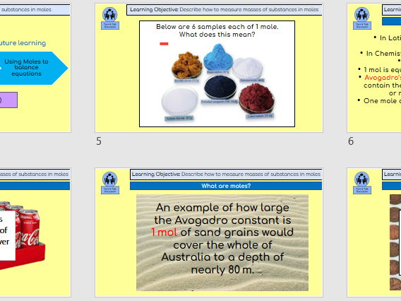 KS4 Triple Chemistry U3 Quantitative Chemistry – Complete PowerPoint lesson on Moles