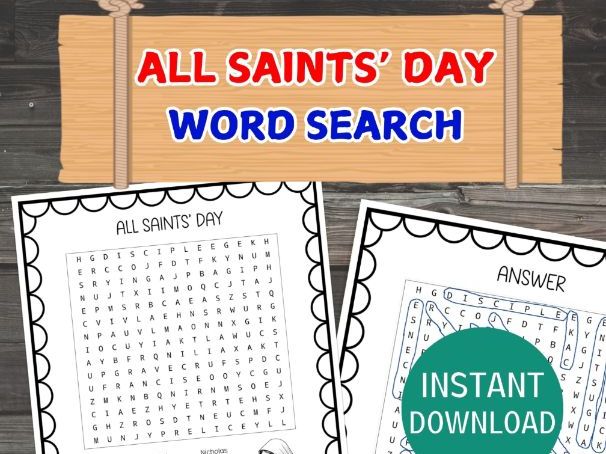 All Saints’ Day Word Search, Christian Saints