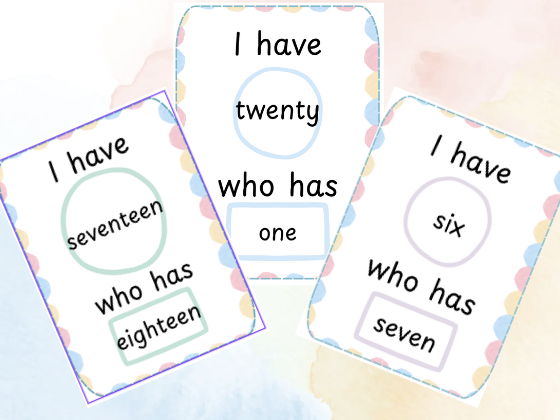 Number words 0-20 loop game