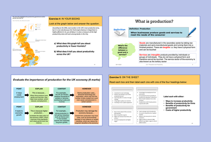 diagrams - microeconomics - ocr gcse economics... 2.6.1 Production and Productivity - GCSE Economics OCR | Teaching Resources