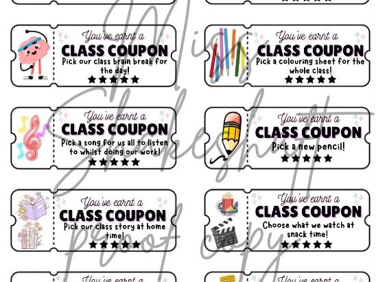 Class Coupon Reward Voucher Cards