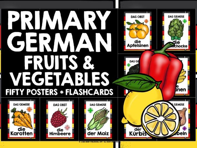 PRIMARY GERMAN FRUITS & VEGETABLES POSTERS FLASHCARDS Teaching Resources