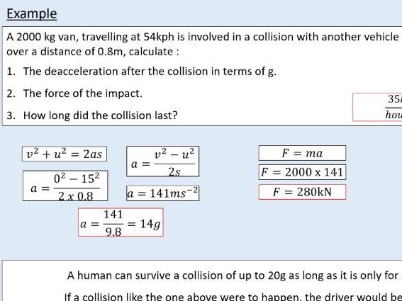 A level Physics (8.5) Vehicle safety (Newton's laws of motion)