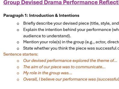 Devised Drama Evaluation Scaffold