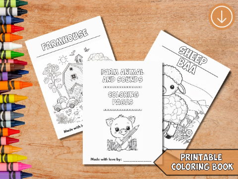 Farm Animal Sounds : Coloring Pages for Early Learners