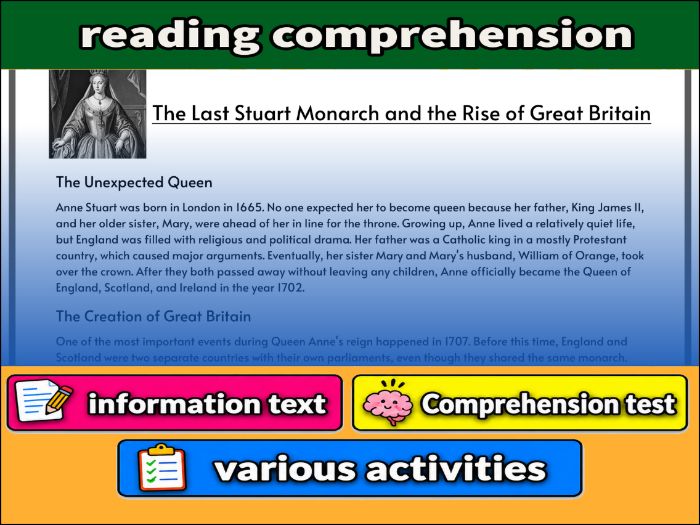 The Last Stuart Monarch and the Rise of Great Britain- Reading Comprehension, Worksheet & Activities