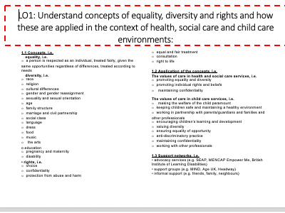 Health and Social care - Unit 2: Equality and Diversity REVISION Cambridge Technical -