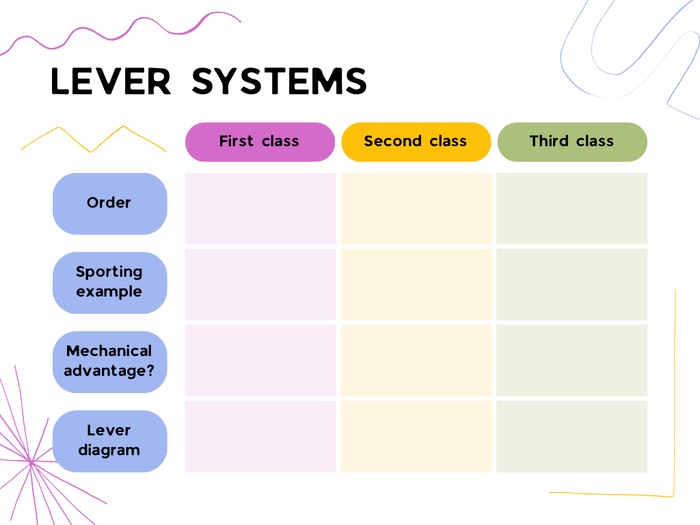 GCSE PE Lever Systems Worksheet