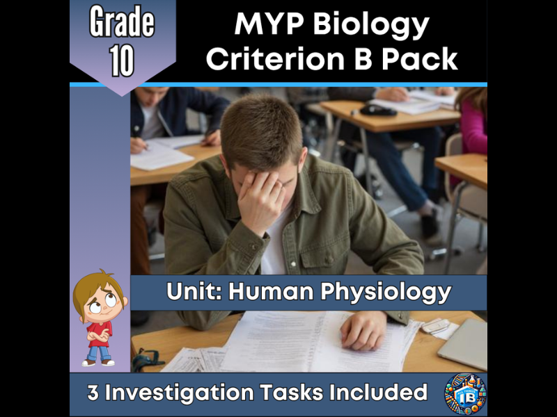 MYP Grade 10 Biology: 3 Criterion B Assessment Tasks - Human Physiology - 2026