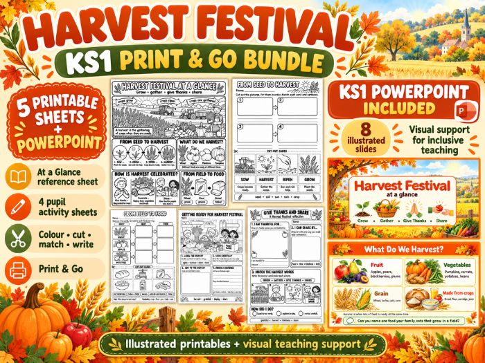 Harvest Festival KS1 – 5 Print & Go Activity Sheets (PDF)
