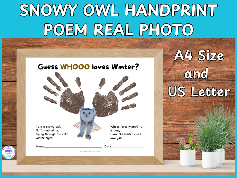 Snowy Owl Handprint Poem | Winter Keepsake