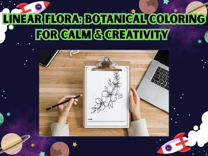 Linear Flora : Botanical Coloring for Calm & Creativity (Printable)